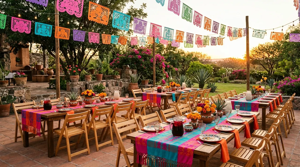 Fiesta mexicana en terraza · tarde