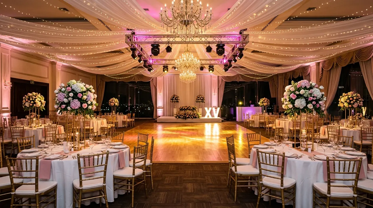 XV años en salón · noche